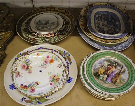 Zsolnay dish, other plates and 3 meat dishes